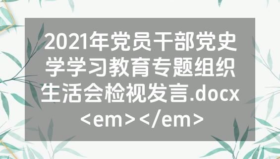 2021年党员干部党史学学习教育专题组织生活会检视发言.docx<em></em>