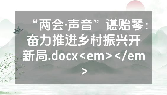 “两会·声音”谌贻琴：奋力推进乡村振兴开新局.docx<em></em>