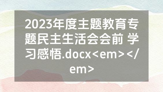 2023年度主题教育专题民主生活会会前 学习感悟.docx<em></em>