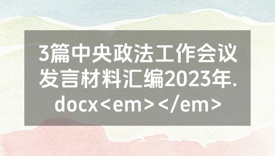 3篇中央政法工作会议发言材料汇编2023年.docx<em></em>