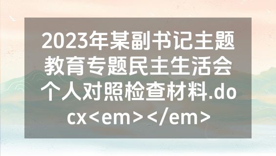 2023年某副书记主题教育专题民主生活会个人对照检查材料.docx<em></em>
