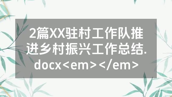 2篇XX驻村工作队推进乡村振兴工作总结.docx<em></em>