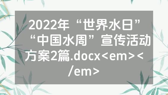 2022年“世界水日”“中国水周”宣传活动方案2篇.docx<em></em>