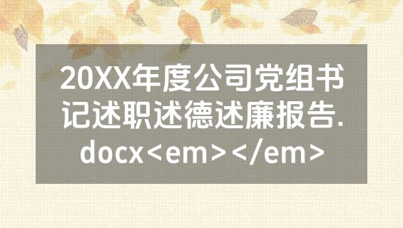 20XX年度公司党组书记述职述德述廉报告.docx<em></em>