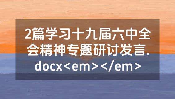 2篇学习十九届六中全会精神专题研讨发言.docx<em></em>