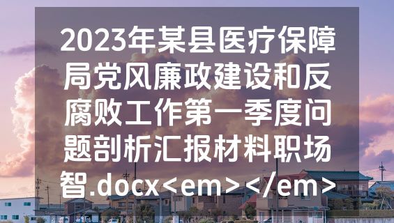 2023年某县医疗保障局党风廉政建设和反腐败工作第一季度问题剖析汇报材料职场智.docx<em></em>