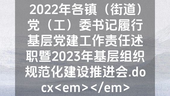 2022年各镇（街道）党（工）委书记履行基层党建工作责任述职暨2023年基层组织规范化建设推进会.docx<em></em>