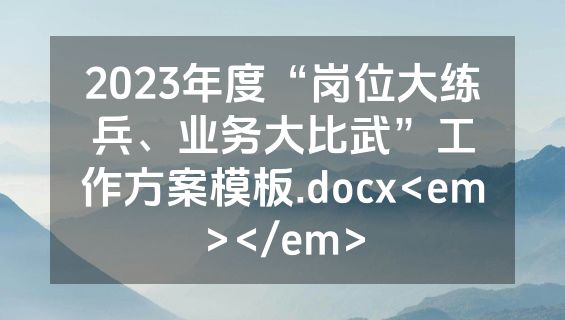 2023年度“岗位大练兵、业务大比武”工作方案模板.docx<em></em>