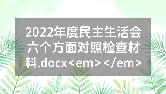 2022年度民主生活会六个方面对照检查材料.docx<em></em>