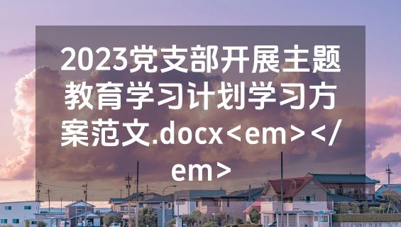 2023党支部开展主题教育学习计划学习方案范文.docx<em></em>