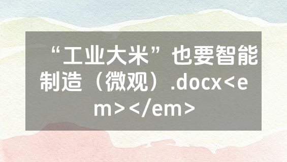 “工业大米”也要智能制造（微观）.docx<em></em>