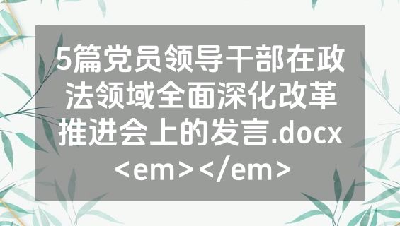 5篇党员领导干部在政法领域全面深化改革推进会上的发言.docx<em></em>