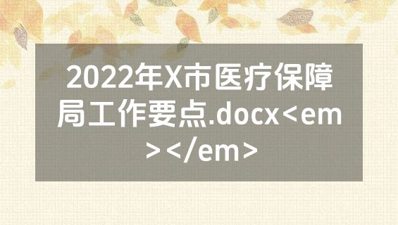 2022年X市医疗保障局工作要点.docx<em></em>