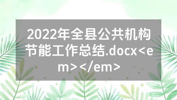 2022年全县公共机构节能工作总结.docx<em></em>