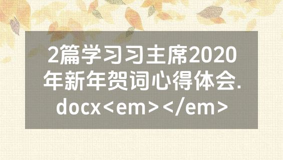 2篇学习习主席2020年新年贺词心得体会.docx<em></em>