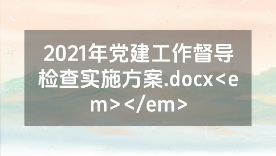 2021年党建工作督导检查实施方案.docx<em></em>