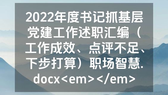 2022年度书记抓基层党建工作述职汇编（工作成效、点评不足、下步打算）职场智慧.docx<em></em>