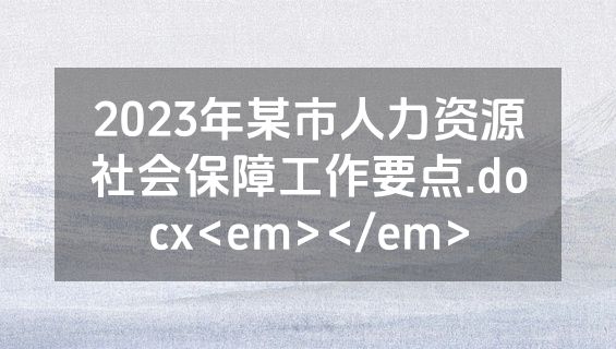 2023年某市人力资源社会保障工作要点.docx<em></em>