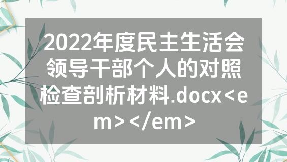 2022年度民主生活会领导干部个人的对照检查剖析材料.docx<em></em>
