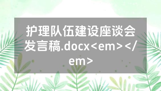 护理队伍建设座谈会发言稿.docx<em></em>