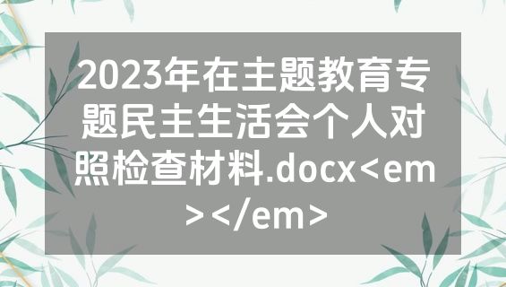 2023年在主题教育专题民主生活会个人对照检查材料.docx<em></em>