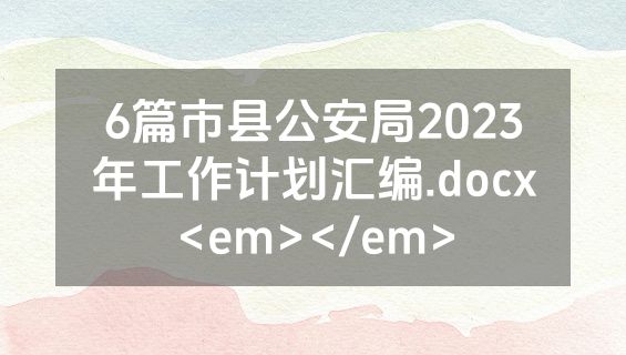6篇市县公安局2023年工作计划汇编.docx<em></em>