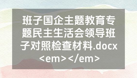 班子国企主题教育专题民主生活会领导班子对照检查材料.docx<em></em>