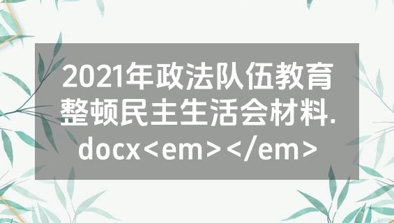 2021年政法队伍教育整顿民主生活会材料.docx<em></em>