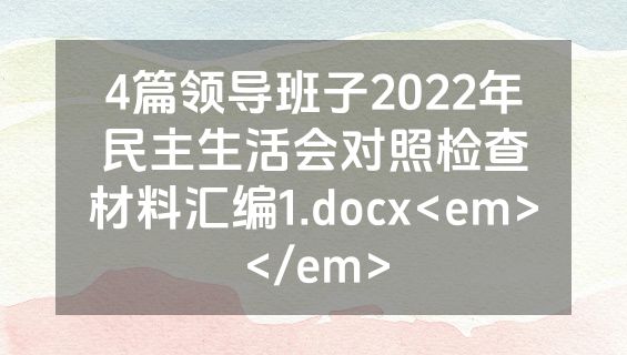 4篇领导班子2022年民主生活会对照检查材料汇编1.docx<em></em>