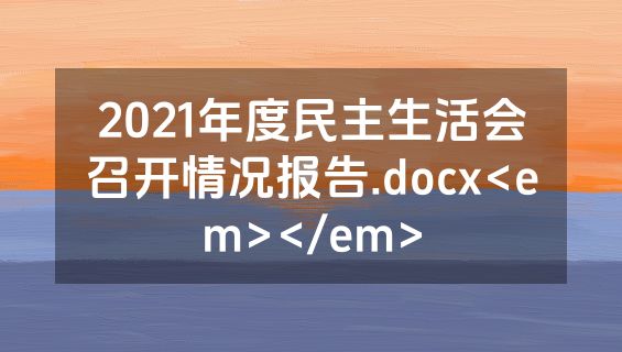 2021年度民主生活会召开情况报告.docx<em></em>