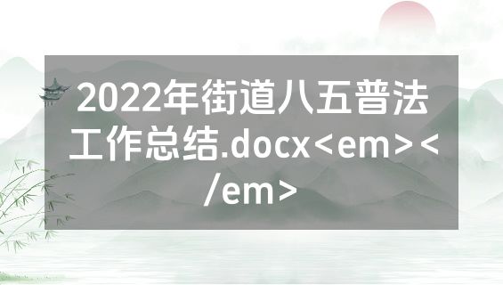 2022年街道八五普法工作总结.docx<em></em>