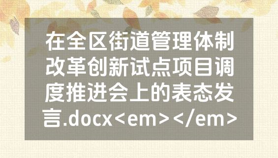 在全区街道管理体制改革创新试点项目调度推进会上的表态发言.docx<em></em>