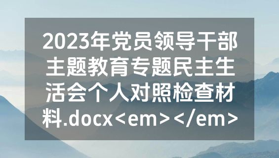 2023年党员领导干部主题教育专题民主生活会个人对照检查材料.docx<em></em>