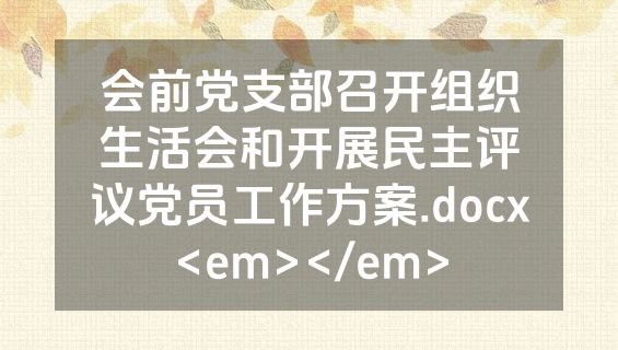 会前党支部召开组织生活会和开展民主评议党员工作方案.docx<em></em>