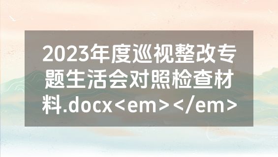 2023年度巡视整改专题生活会对照检查材料.docx<em></em>