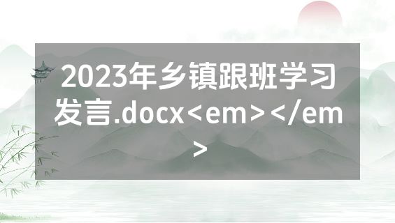 2023年乡镇跟班学习发言.docx<em></em>