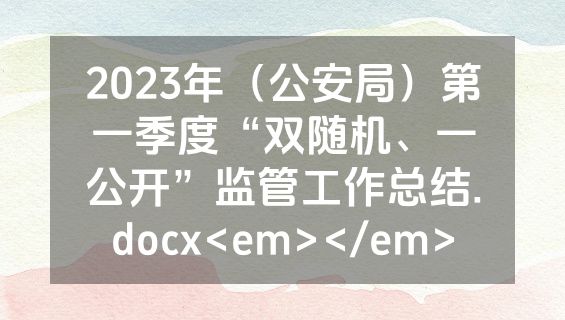 2023年（公安局）第一季度“双随机、一公开”监管工作总结.docx<em></em>