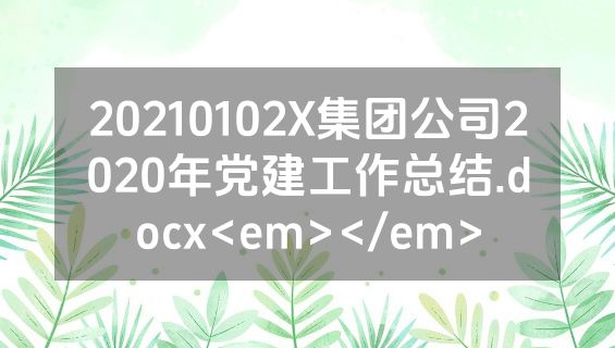 20210102X集团公司2020年党建工作总结.docx<em></em>