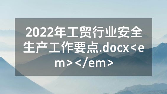 2022年工贸行业安全生产工作要点.docx<em></em>