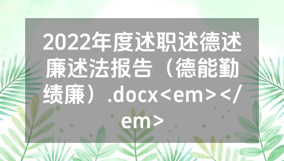 2022年度述职述德述廉述法报告（德能勤绩廉）.docx<em></em>