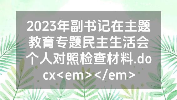 2023年副书记在主题教育专题民主生活会个人对照检查材料.docx<em></em>