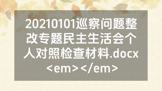20210101巡察问题整改专题民主生活会个人对照检查材料.docx<em></em>