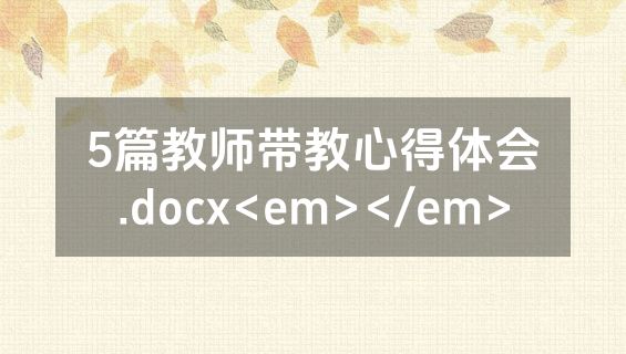 5篇教师带教心得体会.docx<em></em>