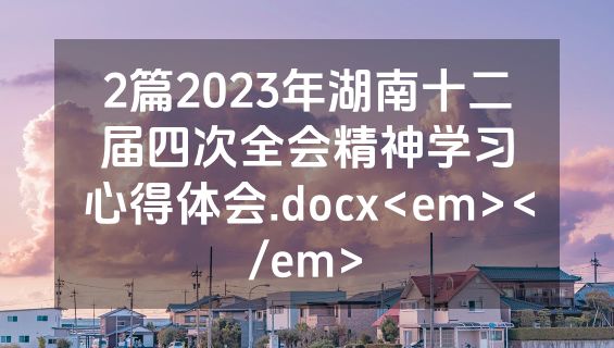 2篇2023年湖南十二届四次全会精神学习心得体会.docx<em></em>