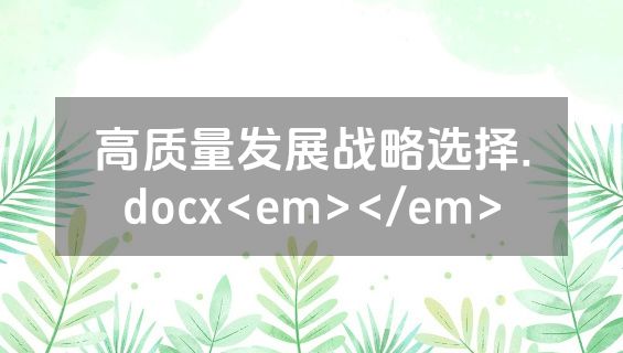 高质量发展战略选择.docx<em></em>