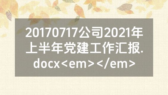 20170717公司2021年上半年党建工作汇报.docx<em></em>