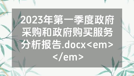 2023年第一季度政府采购和政府购买服务分析报告.docx<em></em>
