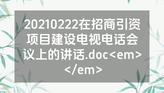 20210222在招商引资项目建设电视电话会议上的讲话.doc<em></em>