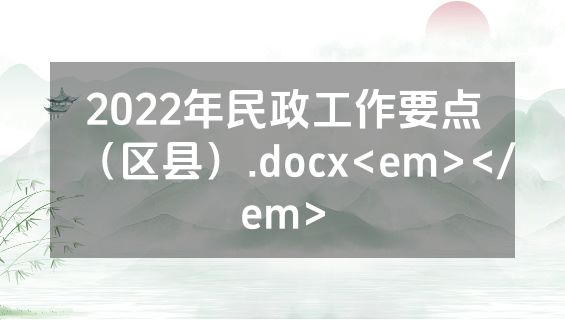 2022年民政工作要点（区县）.docx<em></em>