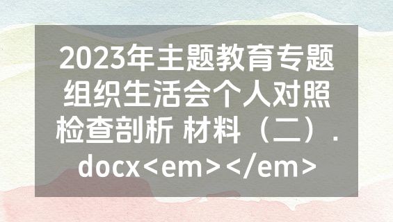 2023年主题教育专题组织生活会个人对照检查剖析 材料（二）.docx<em></em>